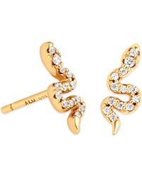 Astrid & Miyu - Plated Sterling And Cubic Zirconia Snake Stud Earrings - Lyst