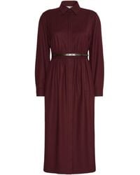 Max Mara - Stretch-Virgin Wool Belted Shirt Dress - Lyst