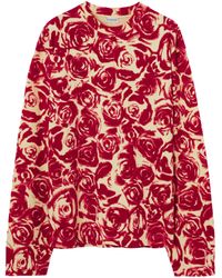 Burberry - Flocked-cotton Rose T-shirt - Lyst