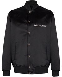 Balmain - Satin Embellished Bomber Jacket - Lyst