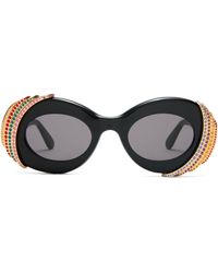 Loewe - X Paula's Ibiza Crystal Pavé Oval Sunglasses - Lyst