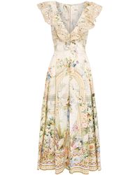 CAMILLA - Stretch-Cotton Midsummer Masterpiece Frill Neck Midi Dress - Lyst