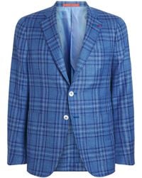 Isaia - Wool-Silk-Linen Check Blazer - Lyst