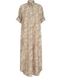 Brunello Cucinelli - Silk Chevron Shirt Dress - Lyst