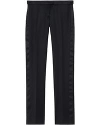 McQueen - Wool Slim Tuxedo Trousers - Lyst