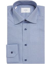 Eton - Cotton Twill Check Slim Shirt - Lyst