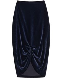 Valentino - Velvet Gathered Midi Skirt - Lyst