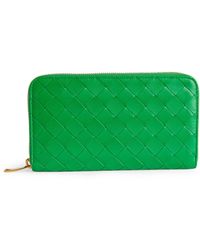 Bottega Veneta - Leather Intrecciato Zipped Wallet - Lyst