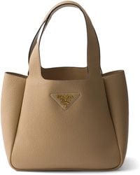 Prada - Small Leather Tote Bag - Lyst