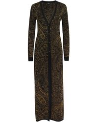 Etro - Wool-Blend Paisley V-Neck Maxi Dress - Lyst