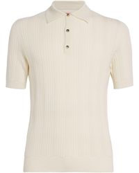 Isaia - Wool-Silk-Cashmere Knit Polo Shirt - Lyst