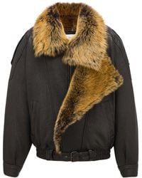 Saint Laurent - Lambskin Shearling-Collar Bomber Jacket - Lyst