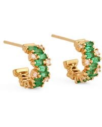 Suzanne Kalan - Emerald And Diamond Shimmer Hoop Earrings - Lyst