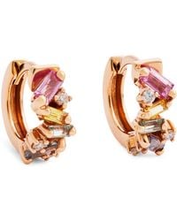 Suzanne Kalan - Diamond And Pastel Sapphire Frenzy Huggie Earrings - Lyst