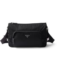 Prada - Large Re-Nylon And Leather Messenger Bag - Lyst