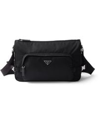 Prada - Large Re-Nylon And Leather Messenger Bag - Lyst