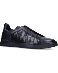 ZEGNA - Crocodile Leather Triple Stitch Sneakers - Lyst