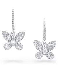 Graff - White Gold And Diamond Pavé Butterfly Drop Earrings - Lyst