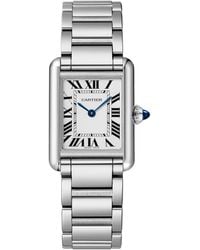 Cartier - Small Steel Tank Must Watch - Lyst