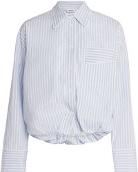 Sandro - Cotton Stripe Cropped Shirt - Lyst