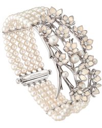 Shaun Leane - Sterling Silver, Diamond And Pearl Cherry Blossom Strand Bracelet - Lyst