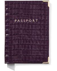 Aspinal of London - Leather Croc-Embossed Passport Cover - Lyst