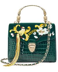 Aspinal of London - Midi Velvet Embroidered Mayfair Top-Handle Bag - Lyst