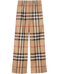 Burberry - Cotton Check Trousers - Lyst