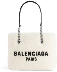 Balenciaga - Small Shearling Duty Free Tote Bag - Lyst