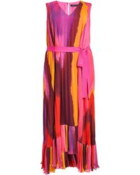 Marina Rinaldi - Watercolour Print Pleated Dress - Lyst