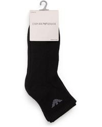 Emporio Armani - Cotton-Blend Logo Ankle Socks - Lyst