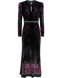 Saloni - Velvet Beaded Claudia Midi Dress - Lyst