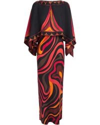 PUCCI - Silk Marmo Cape Maxi Dress - Lyst