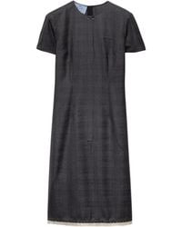 Prada - Wool Check Midi Dress - Lyst