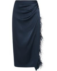 Marella - Satin Feather-Trim Pencil Skirt - Lyst