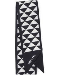 Prada - Silk Triangle Skinny Scarf - Lyst