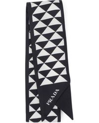 Prada - Silk Triangle Skinny Scarf - Lyst