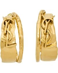 Saint Laurent - Textured Cassandre Hoop Earrings - Lyst