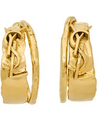 Saint Laurent - Textured Cassandre Hoop Earrings - Lyst