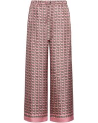 Max Mara - Silk Bicycle Print Wide-Leg Trousers - Lyst