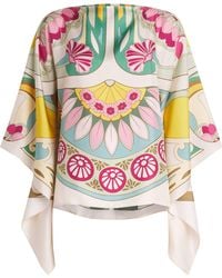 La DoubleJ - Silk Boat-Neck Foulard Blouse - Lyst