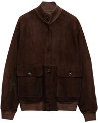 Prada - Suede Bomber Jacket - Lyst