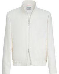 Brunello Cucinelli - Silk-Linen-Wool Bomber Jacket - Lyst