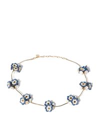 Miu Miu - Leather-Trim Flower Necklace - Lyst