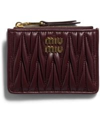 Miu Miu - Leather Matelassé Zipped Card Holder - Lyst