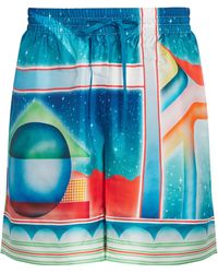 CASABLANCA - Silk Galaxy Court Print Shorts - Lyst