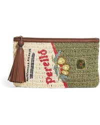 Anya Hindmarch - Leather-Raffia Olives Clutch Bag - Lyst