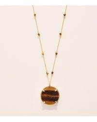 Rosa De La Cruz - Diamond And Tiger's Eye Coin Pendant Necklace - Lyst