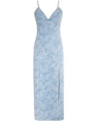 Alice + Olivia - Denim Julietta Midi Dress - Lyst