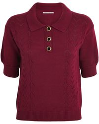 Alessandra Rich - Virgin Wool Open-Knit Polo Shirt - Lyst